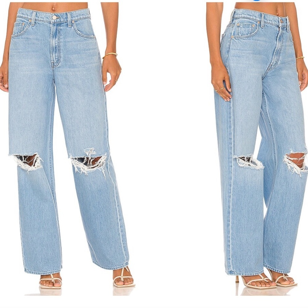 Mother SNACKS! The Fun Dip Puddle wide leg ripped distressed jeans size 24